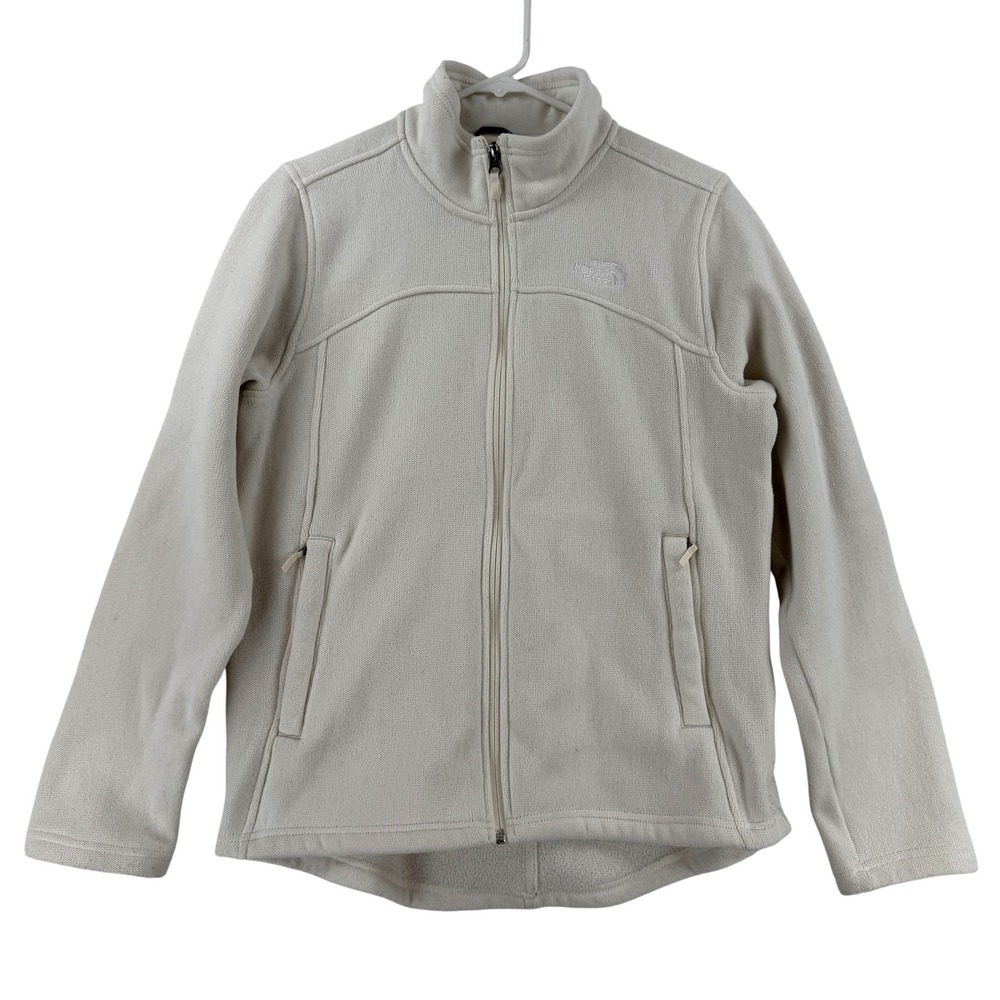 The North Face Jacket Womens Medium Ivory Fleece Full Zip Pockets Outdoor Warm